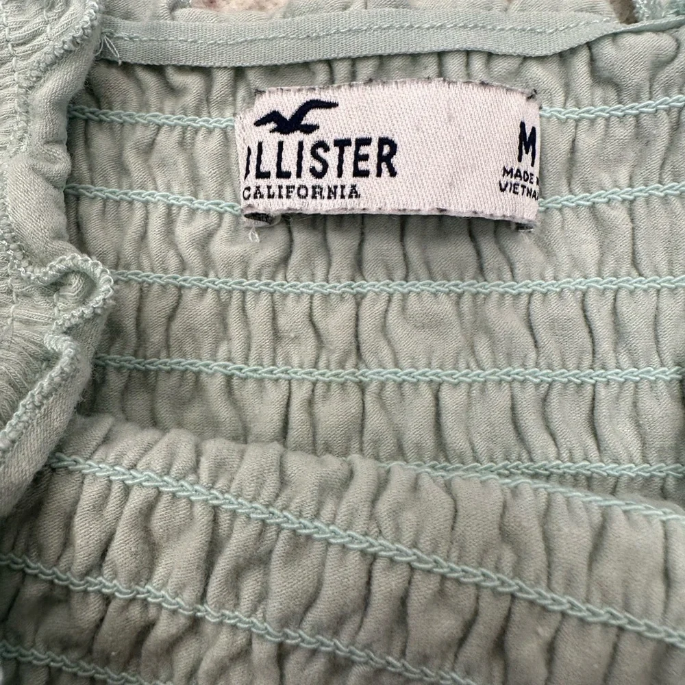 Hollister Light green Smocked Ruffle Strap Crop Tank